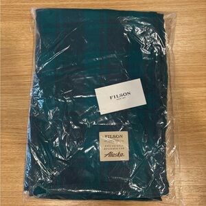 Alaska Airlines Filson Teal and Navy Plaid Blanket